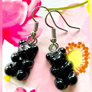 BLACK Gummy Bear Earrings - NEW - Handcrafted